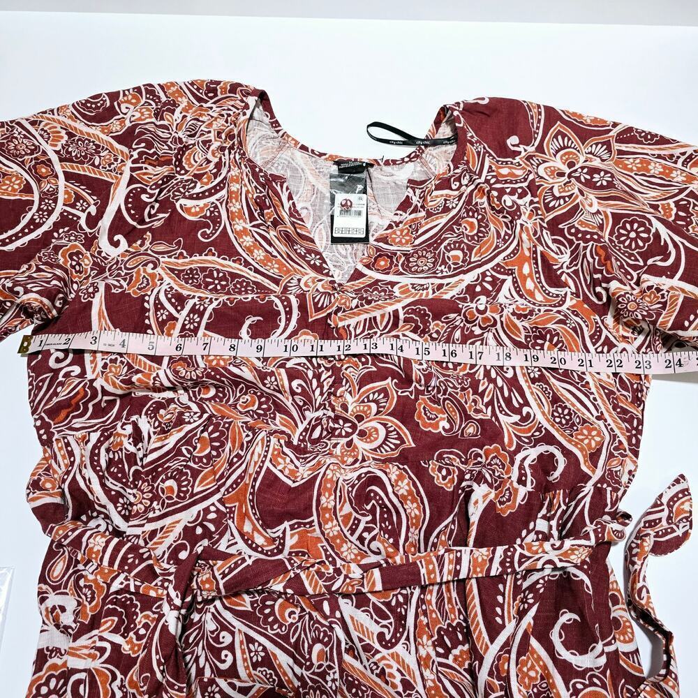 NWT Women's Plus Size 18 Paisley Charm Maxi Dress Marsala Red Puff Sleeve Boho - Picture 10 of 13